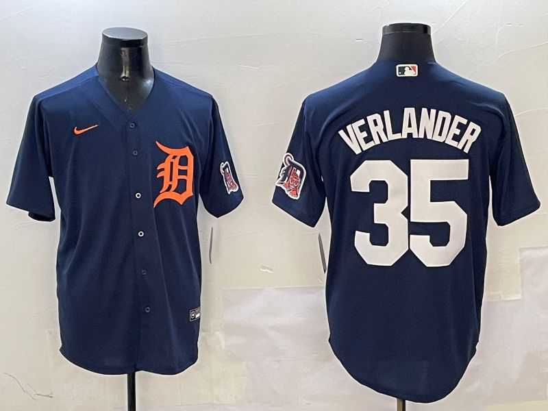 Men Detroit Tigers 35 Verlander Drak Blue Game 2025 Nike MLB Jersey style 3111